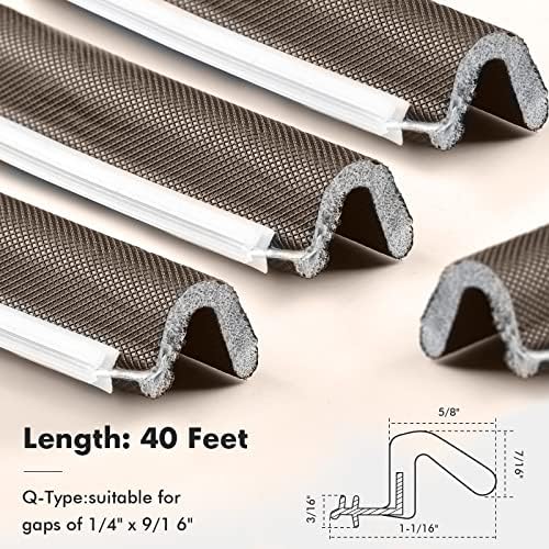 BBTO Weather Stripping Door Seal Strip Kerf Soundproof Strip V-Shaped Q Foam Weather Stripping Exterior Door Frame for Summer Windows Large Gap Seal and Easy Installation(40 Feet,Brown) - Image 3