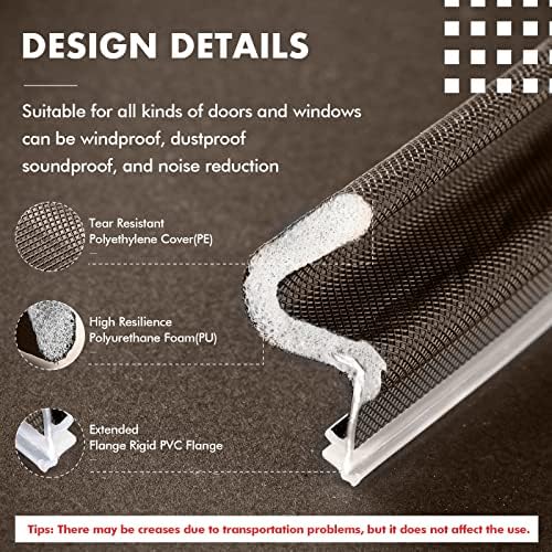 BBTO Weather Stripping Door Seal Strip Kerf Soundproof Strip V-Shaped Q Foam Weather Stripping Exterior Door Frame for Summer Windows Large Gap Seal and Easy Installation(40 Feet,Brown) - Image 4