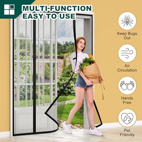 Magnetic Screen Door, Fits Door Size 72" X 80", Door Mesh with Magnetic Closure and Super Strong Magnets, Heavy Duty Double Opening for Sliding Patio and French Doors - Image 5