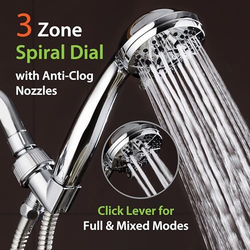AquaDance For California High Pressure 6-Setting 3.5" Chrome Face Handheld Shower with Hose for Ultimate Shower Experience! Officially Tested to Meet Strict US Quality & Performance Standards! - Image 3