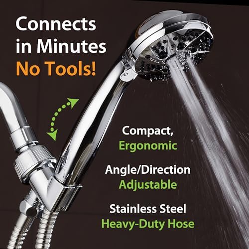 AquaDance For California High Pressure 6-Setting 3.5" Chrome Face Handheld Shower with Hose for Ultimate Shower Experience! Officially Tested to Meet Strict US Quality & Performance Standards! - Image 4