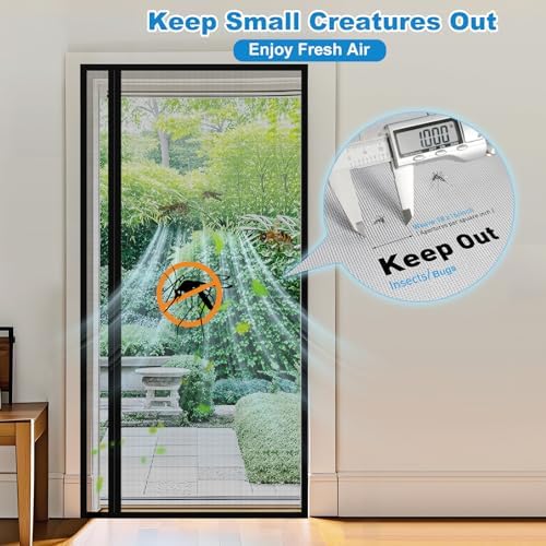 Side Opening Magnetic Screen Door, Fit Door Size 36 x 80 Inch, Reversible Left and Right Screen Door Mesh with Strong Magnet, Actual Mesh Size 38" x 81" - Image 3