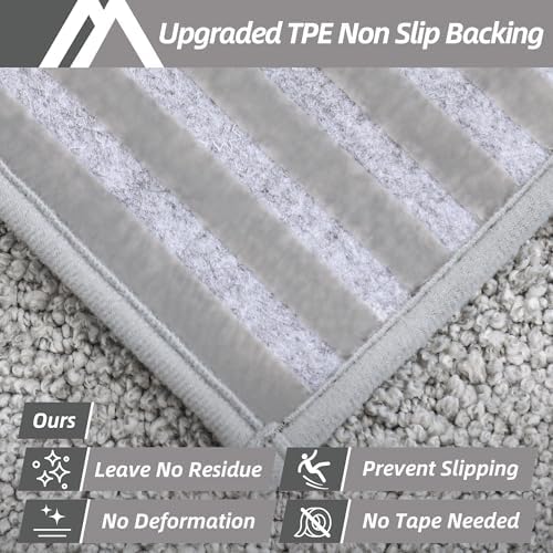 COSY HOMEER Edging Stair Treads Non-Slip Carpet Mat 28inX9in Indoor Stair Runners for Wooden Steps, Edging Stair Rugs for Kids and Dogs, 100% Polyester TPE Backing (4pc, Grey) - Image 4
