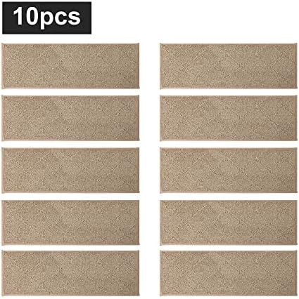 COSY HOMEER Edging Stair Treads Non-Slip Carpet Mat 28inX9in Indoor Stair Runners for Wooden Steps, Edging Stair Rugs for Kids and Dogs, 100% Polyester TPE Backing (10pc, Beige) - Image 9