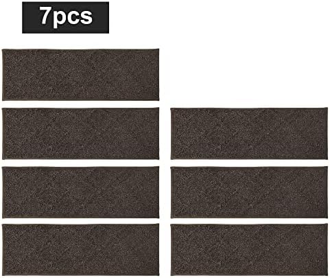 COSY HOMEER Edging Stair Treads Non-Slip Carpet Mat 28inX9in Indoor Stair Runners for Wooden Steps, Edging Stair Rugs for Kids and Dogs, 100% Polyester TPE Backing (7pc, Brown) - Image 9