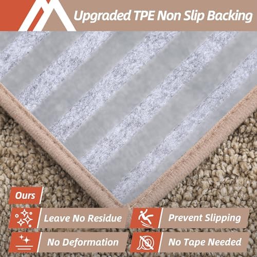 COSY HOMEER Edging Stair Treads Non-Slip Carpet Mat 28inX9in Indoor Stair Runners for Wooden Steps, Edging Stair Rugs for Kids and Dogs, 100% Polyester TPE Backing (7pc, Beige) - Image 4