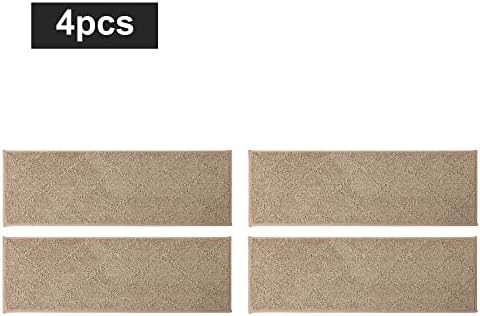 COSY HOMEER Edging Stair Treads Non-Slip Carpet Mat 28inX9in Indoor Stair Runners for Wooden Steps, Edging Stair Rugs for Kids and Dogs, 100% Polyester TPE Backing (7pc, Beige) - Image 9