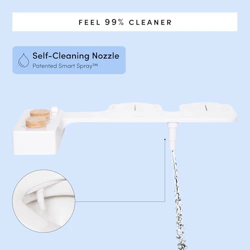 TUSHY Spa Warm Water Bidet Attachment for Toilet. Universal Fit, Easy Install (Requires Sink Access for Optional Temperature Control) Self Cleaning, Adjustable Pressure, Angle Control, Platinum Knob - Image 3