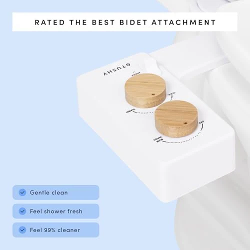 TUSHY Spa Warm Water Bidet Attachment for Toilet. Universal Fit, Easy Install (Requires Sink Access for Optional Temperature Control) Self Cleaning, Adjustable Pressure, Angle Control, Platinum Knob - Image 7