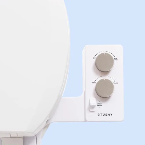 TUSHY Spa Warm Water Bidet Attachment for Toilet. Universal Fit, Easy Install (Requires Sink Access for Optional Temperature Control) Self Cleaning, Adjustable Pressure, Angle Control, Platinum Knob - Image 9