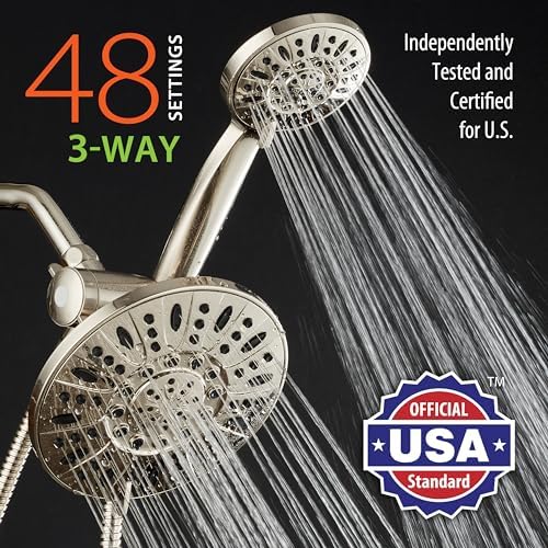 AquaDance for California - 7" Premium High Pressure 3-Way Rainfall Combo for Best of Both Worlds - Enjoy Luxury 6-Setting Rain Showerhead and Hand Held Shower Separately or Together - Nickel Finish - Image 2