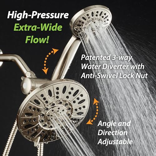 AquaDance for California - 7" Premium High Pressure 3-Way Rainfall Combo for Best of Both Worlds - Enjoy Luxury 6-Setting Rain Showerhead and Hand Held Shower Separately or Together - Nickel Finish - Image 4
