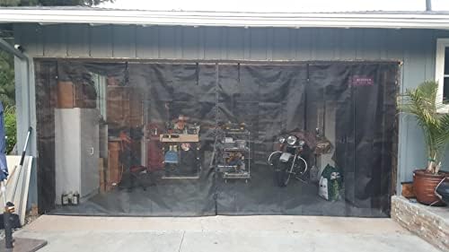 Garage Screen Doors for 2 Car Garage, 16x8 Ft Magnetic Closure Heavy Duty Weighted Bottom Screen Self Sealing Fiberglass Mesh Retractable Net - Easy Assembly & Pass-Through Black - Image 3