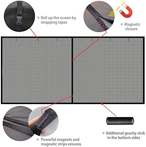 Garage Screen Doors for 2 Car Garage, 16x8 Ft Magnetic Closure Heavy Duty Weighted Bottom Screen Self Sealing Fiberglass Mesh Retractable Net - Easy Assembly & Pass-Through Black - Image 4
