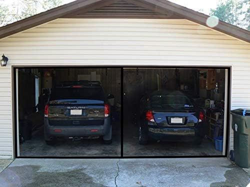 Garage Screen Doors for 2 Car Garage, 16x8 Ft Magnetic Closure Heavy Duty Weighted Bottom Screen Self Sealing Fiberglass Mesh Retractable Net - Easy Assembly & Pass-Through Black - Image 8