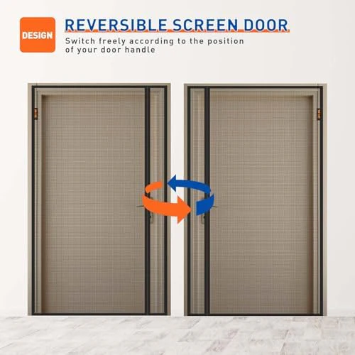 MAGZO Magnetic Screen Door Side Opening, Fits Door Size 72 x 80 Inch, Actual Mesh Size 74" x 81", Fiberglass Net Screen with Strong Magnet for Doorway, Gray - Image 4