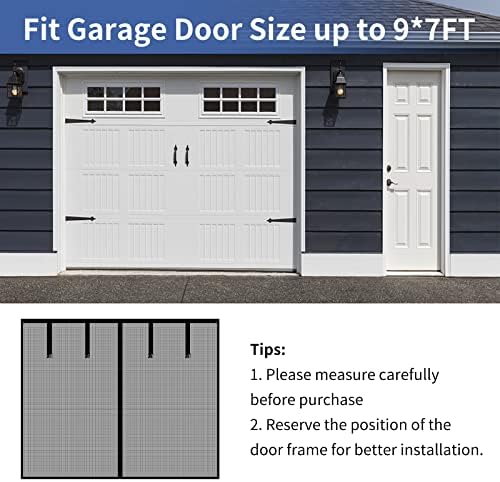 Magnetic Garage Screen Door for 1 Car Garage Doors 9x7FT- Reinforced Self Sealing Fiberglass Mesh Door with 4 Strapping Tapes, High Energy Magnets,Hands Free Door Screen with Closure Weighted Bottom - Image 2
