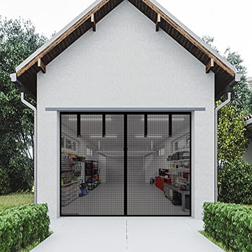 Magnetic Garage Screen Door for 1 Car Garage Doors 9x7FT- Reinforced Self Sealing Fiberglass Mesh Door with 4 Strapping Tapes, High Energy Magnets,Hands Free Door Screen with Closure Weighted Bottom - Image 6