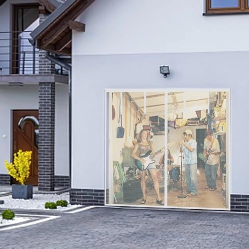Magnetic Garage Screen Door for 1 Car Garage Doors up to 9x7FT- Reinforced Self Sealing Fiberglass Mesh Door Screen with 4 Strapping Tapes, Hands Free Door Screen with Closure Weighted Bottom, White - Image 7