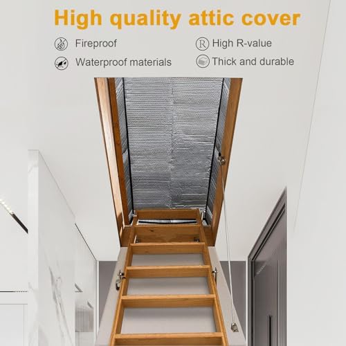Attic Stairway Insulation Cover - Premium Energy Saving Attic Stairs Door Ladder Insulator Pull Down Tent with Zipper 25 in x 54 in x 11In (Attic Cover + Installation Tool) - Image 4