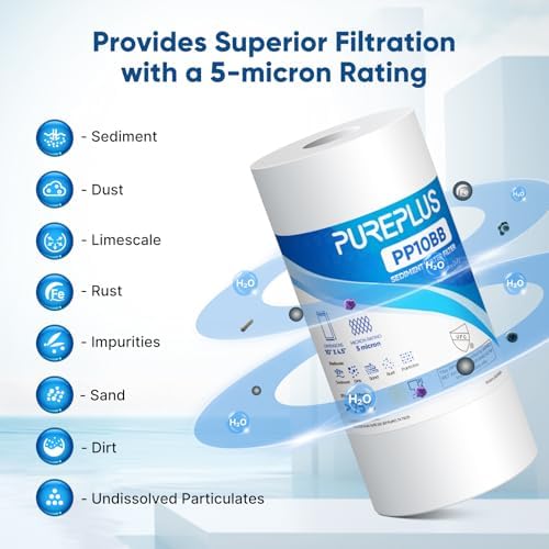 PUREPLUS 5 Micron 10" x 4.5" Whole House Sediment Home Water Filter Replacement Cartridge for Culligan RFC-BBSA, HD-950, WFHD13001B, W15-PR, GXWH30C, GXWH35F, Aqua-Pure AP817, PP10BB, 2PACK - Image 4