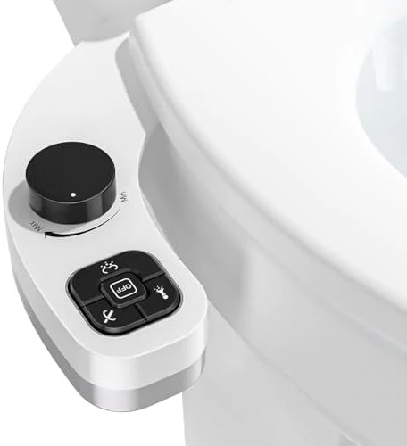 PIKETS Bidet Attachment for Toilet, Dual Nozzle (Frontal and Rear Wash) Non-Electric Fresh Water Bidet Toilet Seat Attachment with Nozzle Self Cleaning, Adjustable Water Pressure (Black)