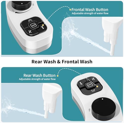 PIKETS Bidet Attachment for Toilet, Dual Nozzle (Frontal and Rear Wash) Non-Electric Fresh Water Bidet Toilet Seat Attachment with Nozzle Self Cleaning, Adjustable Water Pressure (Black) - Image 2