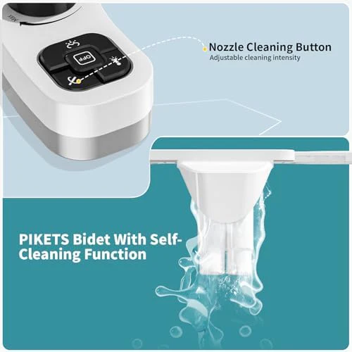 PIKETS Bidet Attachment for Toilet, Dual Nozzle (Frontal and Rear Wash) Non-Electric Fresh Water Bidet Toilet Seat Attachment with Nozzle Self Cleaning, Adjustable Water Pressure (Black) - Image 3