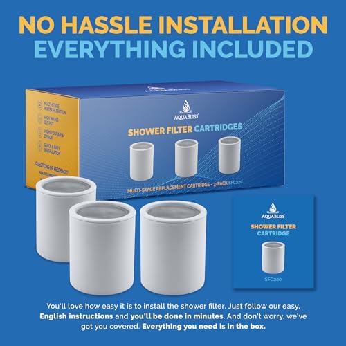 AquaBliss Replacement Multi-Stage Shower Filter Cartridge - Longest Lasting High Output Universal Shower Filter Reduces Chlorine & Toxins in SF220 or SF100. 3-Pack (SFC220) - Image 6