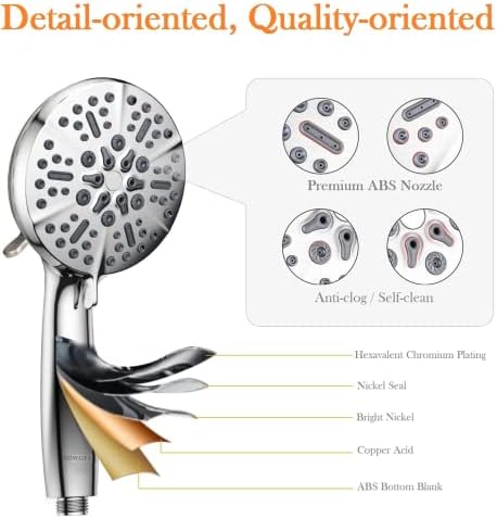 Shower Head with Handheld High Pressure-Full Body Coverage Powerful Rain Showerhead Extra 60" Long Hose and Adjustable Brass Joint Holder- The Perfect Detachable Heads for Bathroom Upgrade - Image 6