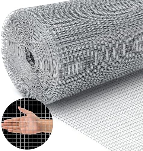 Land guard 19 Gauge Hardware Cloth, 1/2 inch 48inch×100ft Chicken Wire Fence, Galvanized Welded Cage Wire Mesh Roll Supports Poultry Netting Cage Fence………