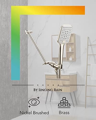 11 Inch Adjustable Shower Head Extension Arm With Locking Set Screw, Singing Rain Brass Nickel Brushed Angle Height Adjustable, Easy To Install, G1/2 Universal Connector Compatible (Nickel Brushed) - Image 8