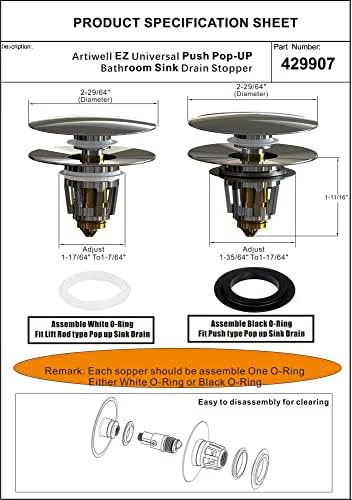 Artiwell Universal Bathroom Sink Drain Stopper, Fits Most Pop-Up Drains for Vessel Sink Lavatory Vanity, Sink Drain Strainer with Detachable Hair Catcher, Tested by Plumber in US (Oil Rubbed Bronze) - Image 6