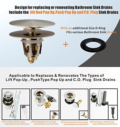 Artiwell Universal Bathroom Sink Drain Stopper, Fits Most Pop-Up Drains for Vessel Sink Lavatory Vanity, Sink Drain Strainer with Detachable Hair Catcher, Tested by Plumber in US (Brushed Nickel) - Image 2