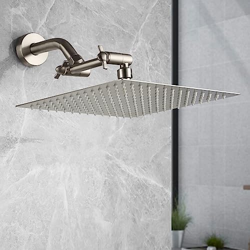 Brushed Nickel Shower Extender Arm, Height & Angle Adjustable with Unique Locking Gear, 5 Inch Anti-Leak Arm - Image 3