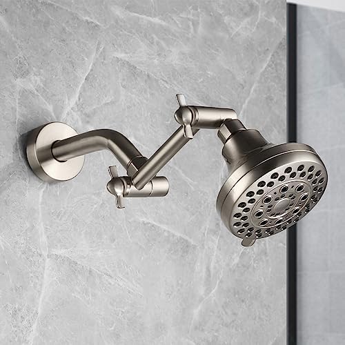 Brushed Nickel Shower Extender Arm, Height & Angle Adjustable with Unique Locking Gear, 5 Inch Anti-Leak Arm - Image 4