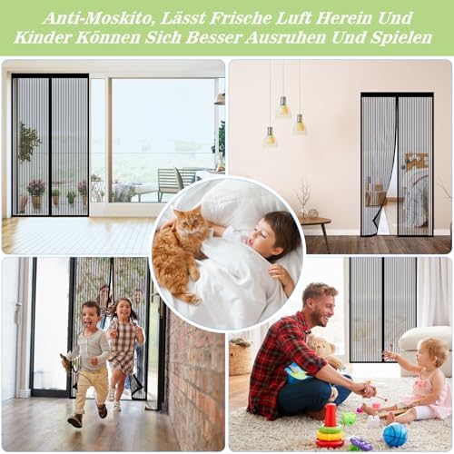 Magnetic Screen Door Closure Fit Door Size 30 x 78 Inch, BSHANO Mesh Door Curtain Screen Size 32" x 80" - 36 Stronger Magnets,Heavy Duty,Hands Free Mesh Partition Keeps Bugs Out- Pet and Kid Friendly - Image 7