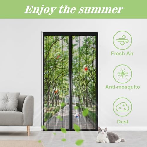 Magnetic Screen Door Closure Fit Door Size 34 x 82 Inch, BSHANO Mesh Door Curtain Screen Size 36" x 83" - 36 Stronger Magnets,Heavy Duty,Hands Free Mesh Partition Keeps Bugs Out- Pet and Kid Friendly - Image 5