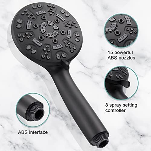 Cobbe 8 Functions Shower Head with handheld, High Pressure Shower Head Set with Hose Adjustable Bracket Rubber Washers (Matte Black) - Image 5
