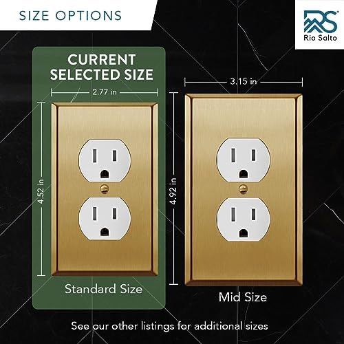 Rio Salto BRASS Metal Gold Outlet Cover or Light Switch Cover Wall Plate Corrosion Resistant Single Duplex Receptacle Wallplate Covers 1 Gang Brushed Brass 4.50" x 2.76" 5-Pack Standard Size - Image 5