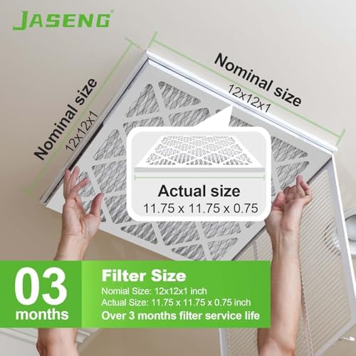 12x12x1 AC Furnace Air Filters,(4-Pack) MERV 8 Dust Defense, JASENG MPR 600 Pleated HVAC Replacement Air Filter (exact dimensions: 11 3/4"x11 3/4"x3/4") - Image 3