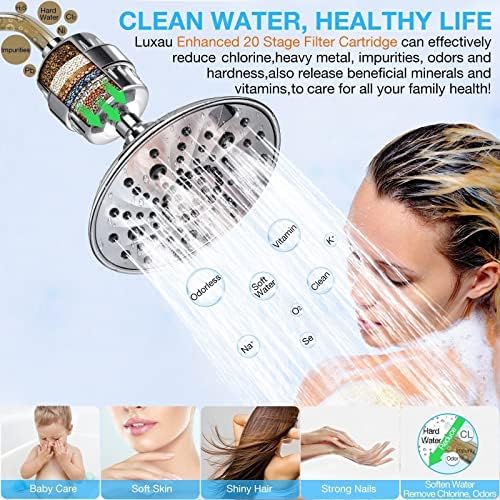 4 Pc Luxau 20 Stage (Also Fit 15, 18 Stage) Shower Filter Replacement Cartridge, Shower Head Filter Refill, for Hard Water Chlorine Heavy Metal, Skin Hair, Fit Any Similar Design Shower Water Filter - Image 3