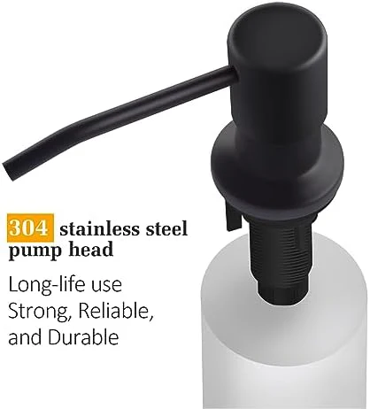 Soap Dispenser for Kitchen Sink, Built in Sink Soap Dispenser Lotion Dispenser with 17 OZ Bottle, Refill from The Top Bar Sink Soap Dispenser, Black (1 Pack) - Image 3