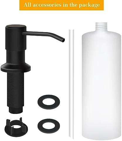 Soap Dispenser for Kitchen Sink, Built in Sink Soap Dispenser Lotion Dispenser with 17 OZ Bottle, Refill from The Top Bar Sink Soap Dispenser, Black (1 Pack) - Image 5