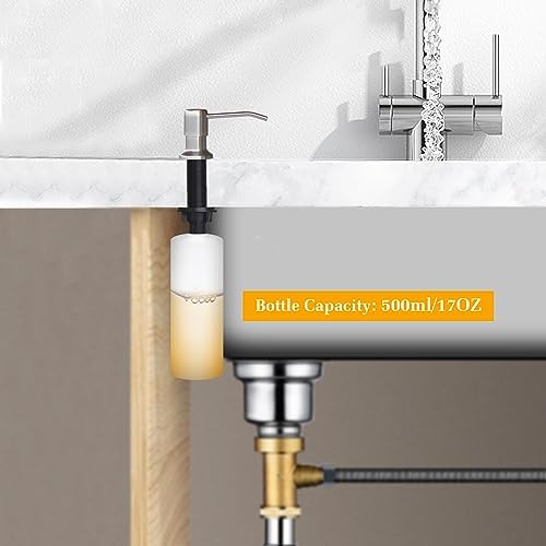 Soap Dispenser for Kitchen Sink, Built in Sink Soap Dispenser Lotion Dispenser with 17 OZ Bottle, Refill from The Top Bar Sink Soap Dispenser, Brushed Nickel (1 Pack) - Image 2