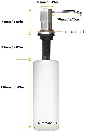 Soap Dispenser for Kitchen Sink, Built in Sink Soap Dispenser Lotion Dispenser with 17 OZ Bottle, Refill from The Top Bar Sink Soap Dispenser, Brushed Nickel (1 Pack) - Image 6
