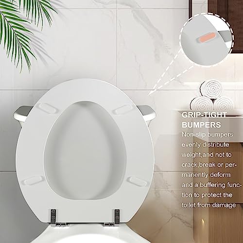 White Round Toilet Seat Natural Wood Toilet Seat with Zinc Alloy Hinges, Easy to Install also Easy to Clean, Scratch Resistant Toilet Seat by Angol Shiold (Round, White) - Image 4