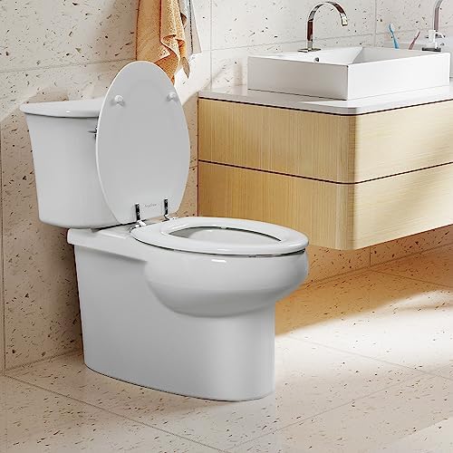 White Round Toilet Seat Natural Wood Toilet Seat with Zinc Alloy Hinges, Easy to Install also Easy to Clean, Scratch Resistant Toilet Seat by Angol Shiold (Round, White) - Image 6