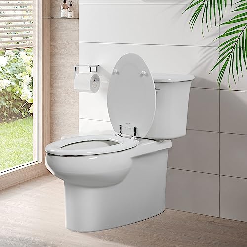 White Round Toilet Seat Natural Wood Toilet Seat with Zinc Alloy Hinges, Easy to Install also Easy to Clean, Scratch Resistant Toilet Seat by Angol Shiold (Round, White) - Image 7