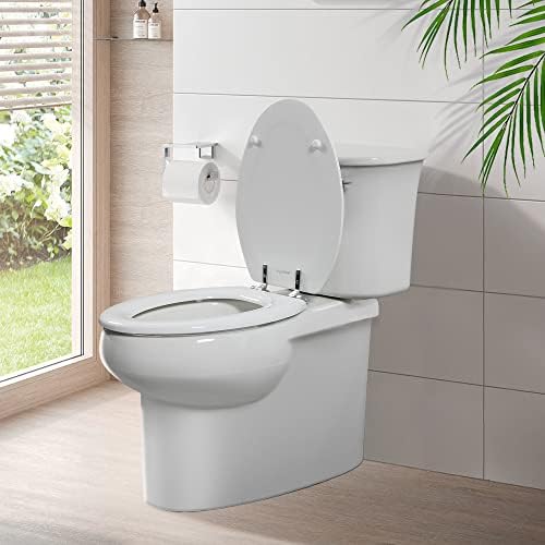 Elongated White Toilet Seat Natural Wood Toilet Seat with Zinc Alloy Hinges, Easy to Install also Easy to Clean, Scratch Resistant Toilet Seat by Angol Shiold (Elongated, White) - Image 6